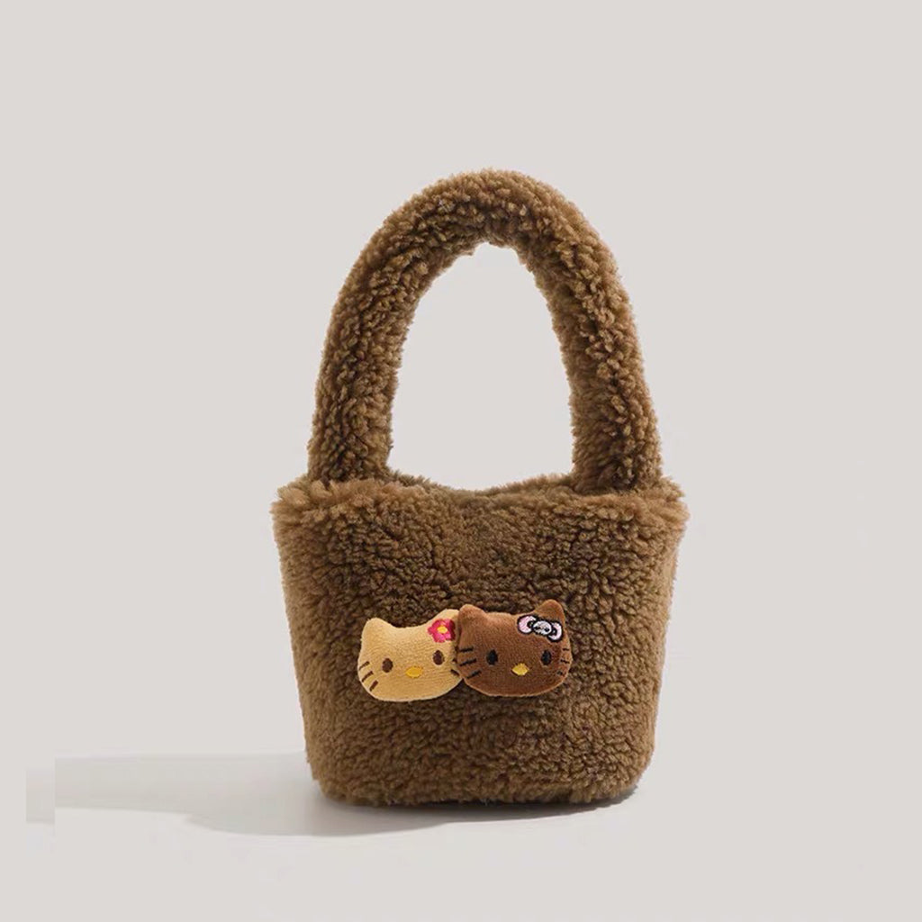 Cute plush bucket bag