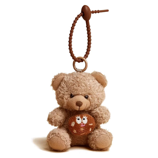 Cookie Bear Plush Keychain - Original Design Doll Bag Charm, Perfect Car Accessory & Holiday Gift