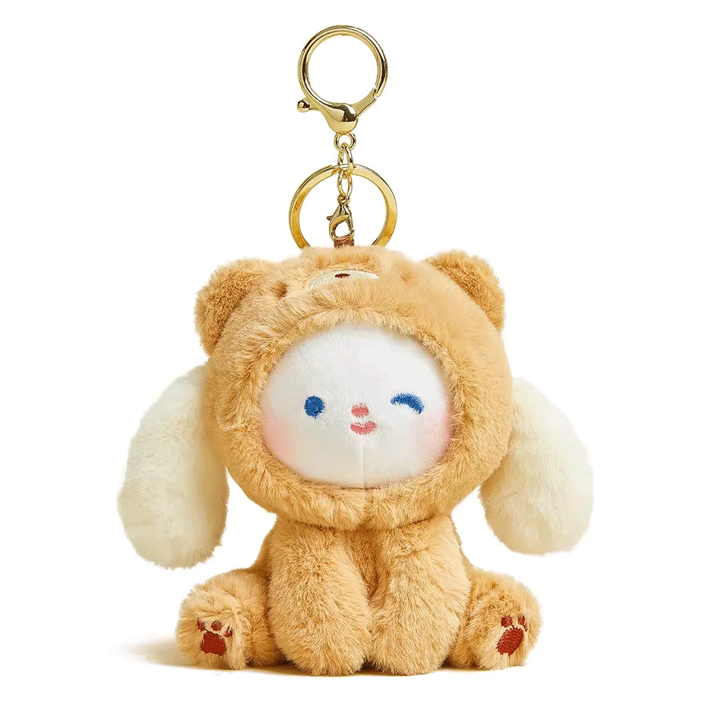 Milk Dog Plush Doll Keychain - Cute Couple's Accessory for School Bags & Cars