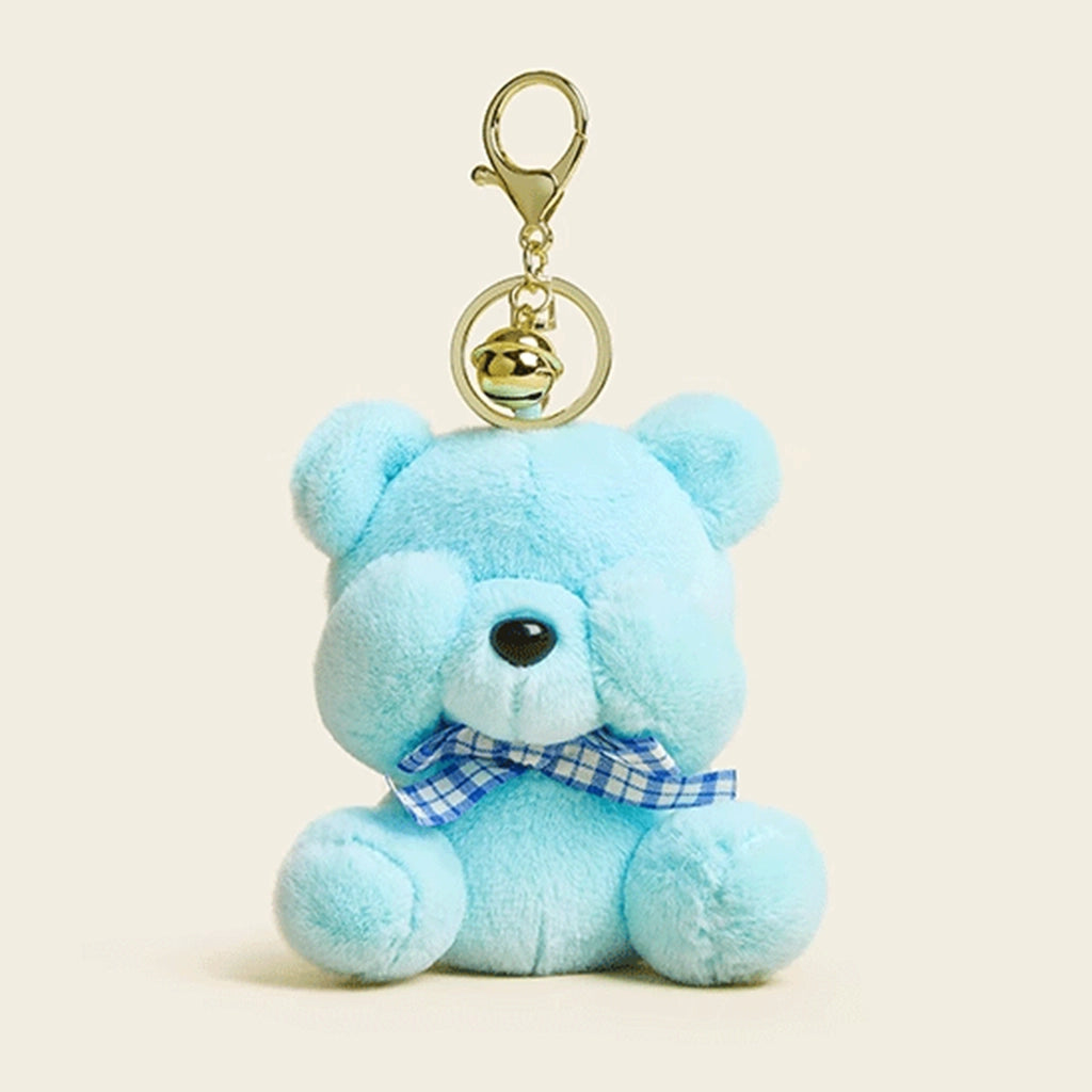 Face Covering Bear Plush Keychain - Cute Bag & School Bag Charm, Perfect Couple's Gift