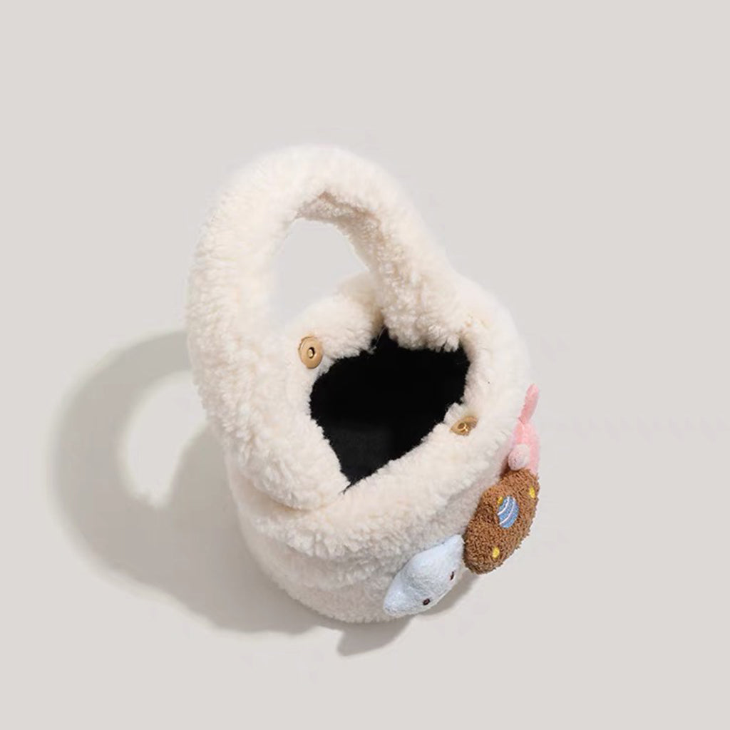 Cute plush bucket bag