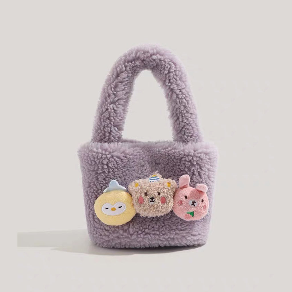 Cute plush bucket bag