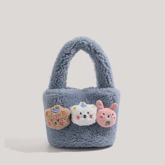 Cute plush bucket bag