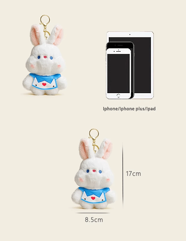 Poker Scarf Rabbit Plush Keychain - Original Design, High-End Car & Bag Charm, Cute Doll