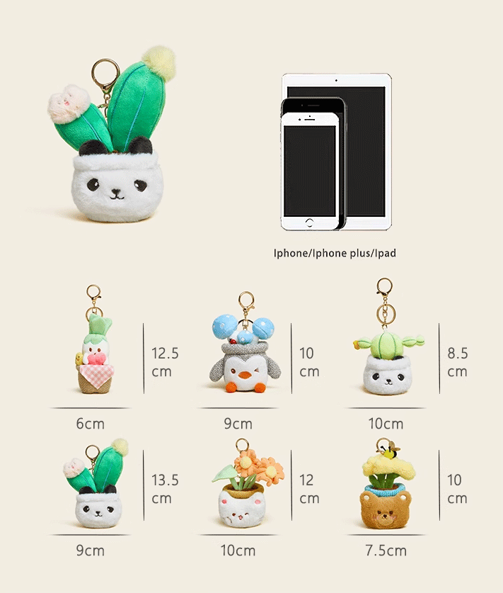 Original design potted series car keychain cute plush doll bag pendant