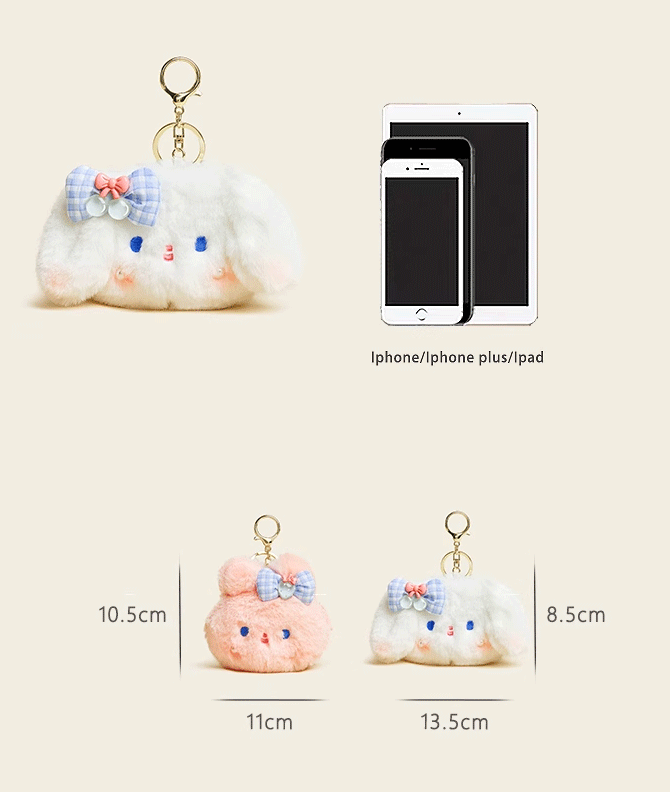 Adorable Rabbit Plush Doll Pendant - Luxurious Soft Cartoon Keychain, Ideal for Bags