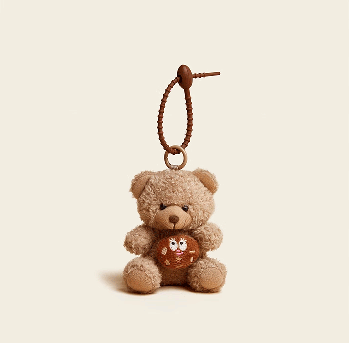 Cookie Bear Plush Keychain - Original Design Doll Bag Charm, Perfect Car Accessory & Holiday Gift