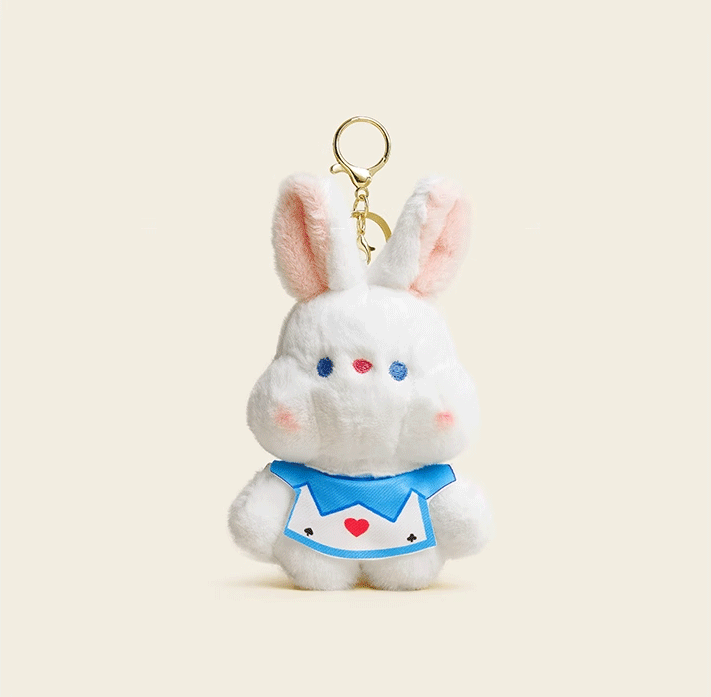 Poker Scarf Rabbit Plush Keychain - Original Design, High-End Car & Bag Charm, Cute Doll