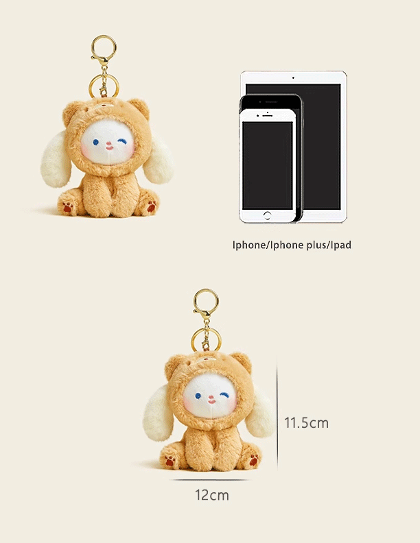 Milk Dog Plush Doll Keychain - Cute Couple's Accessory for School Bags & Cars