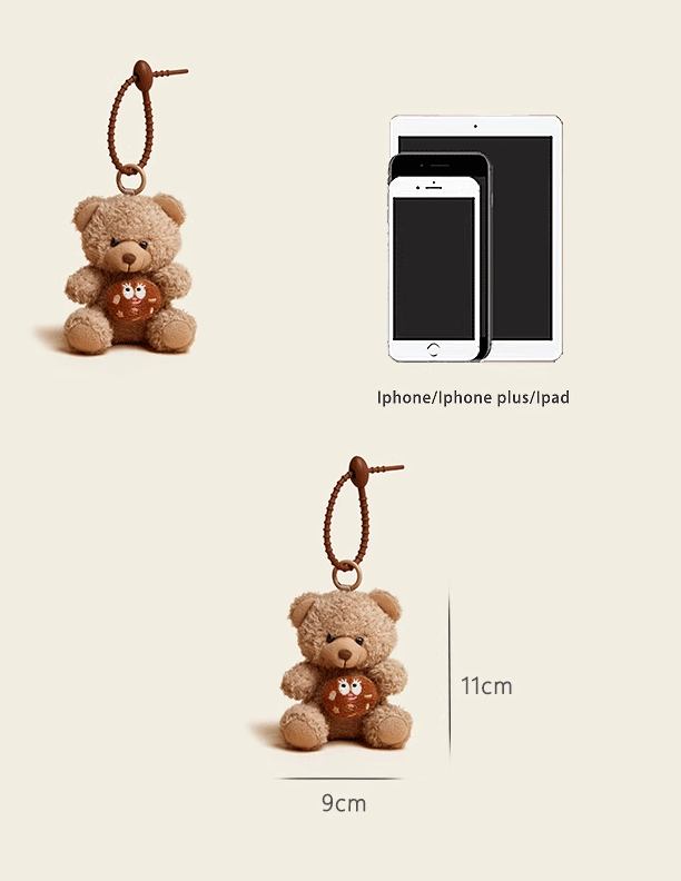 Cookie Bear Plush Keychain - Original Design Doll Bag Charm, Perfect Car Accessory & Holiday Gift