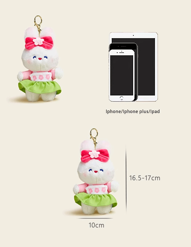 Sakura Rabbit Plush Doll Keychain - Sweet Early Spring Design, Perfect for Bags & Cars, Cute Pendant