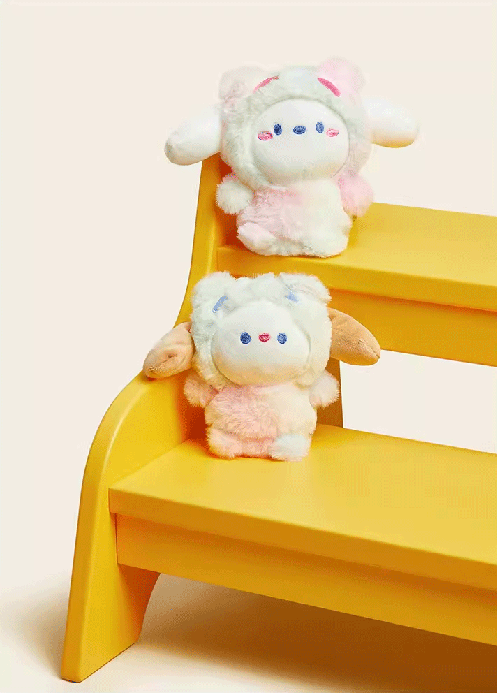 Peach Rabbit Plush Keychain