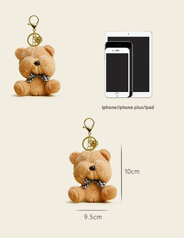 Face Covering Bear Plush Keychain - Cute Bag & School Bag Charm, Perfect Couple's Gift