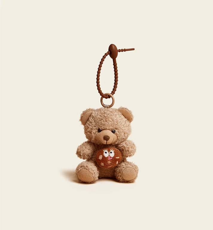 Cookie Bear Plush Keychain - Original Design Doll Bag Charm, Perfect Car Accessory & Holiday Gift