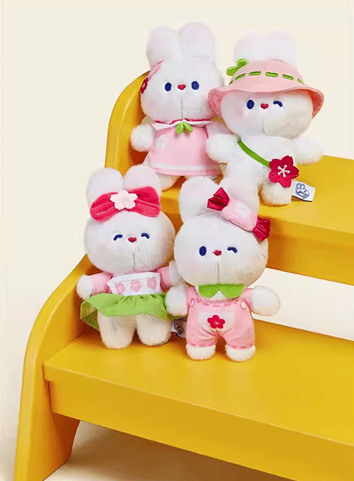 Sakura Rabbit Plush Doll Keychain - Sweet Early Spring Design, Perfect for Bags & Cars, Cute Pendant