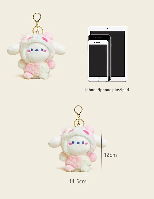 Peach Rabbit Plush Keychain