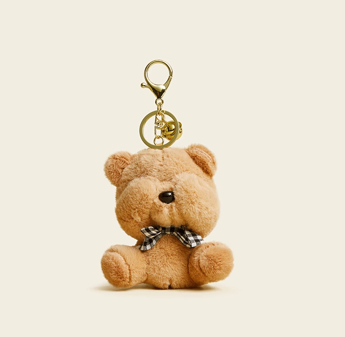 Face Covering Bear Plush Keychain - Cute Bag & School Bag Charm, Perfect Couple's Gift