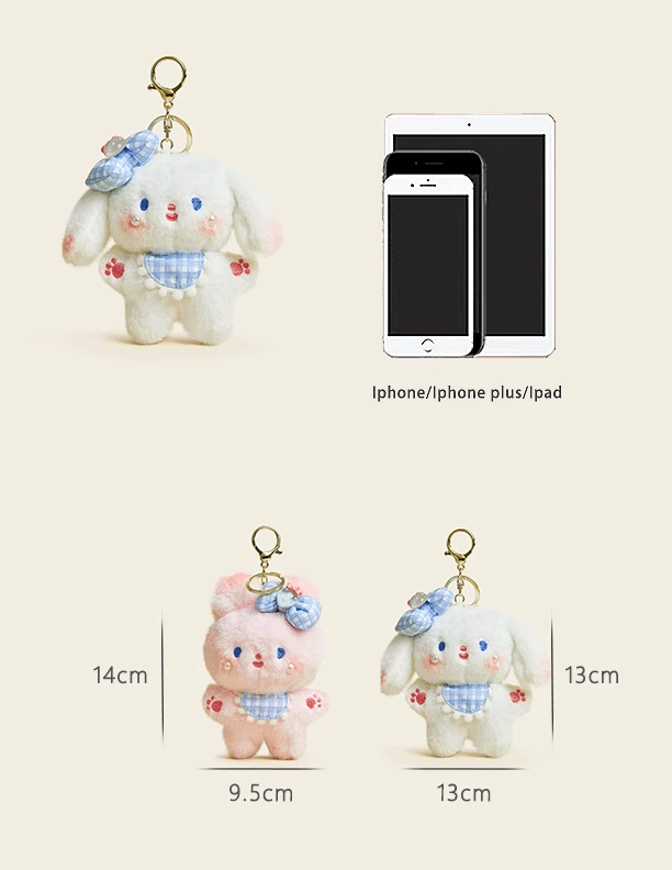 Adorable Bear & Rabbit Plush Keychains - Perfect for School Bags, Car Keys, and Cute Bag Charms