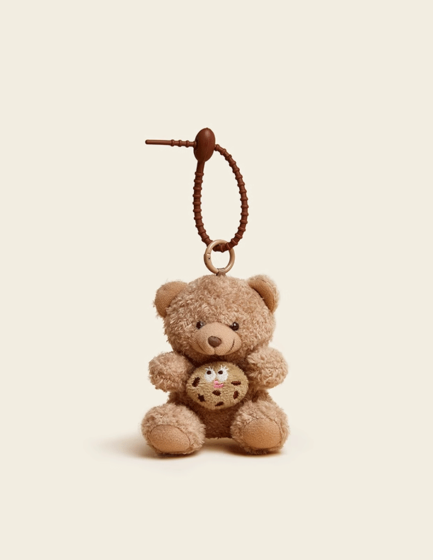 Cookie Bear Plush Keychain - Original Design Doll Bag Charm, Perfect Car Accessory & Holiday Gift