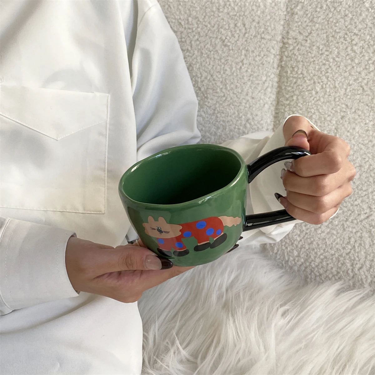 Elevate Your Coffee Experience with Our 310ml American Big Ears Ceramic Mug