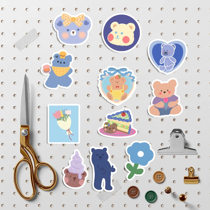 90pcs Cute Grape Flavored Bear Animals Stickers Children's Diy Stationery Computer Stickers Student Stationery