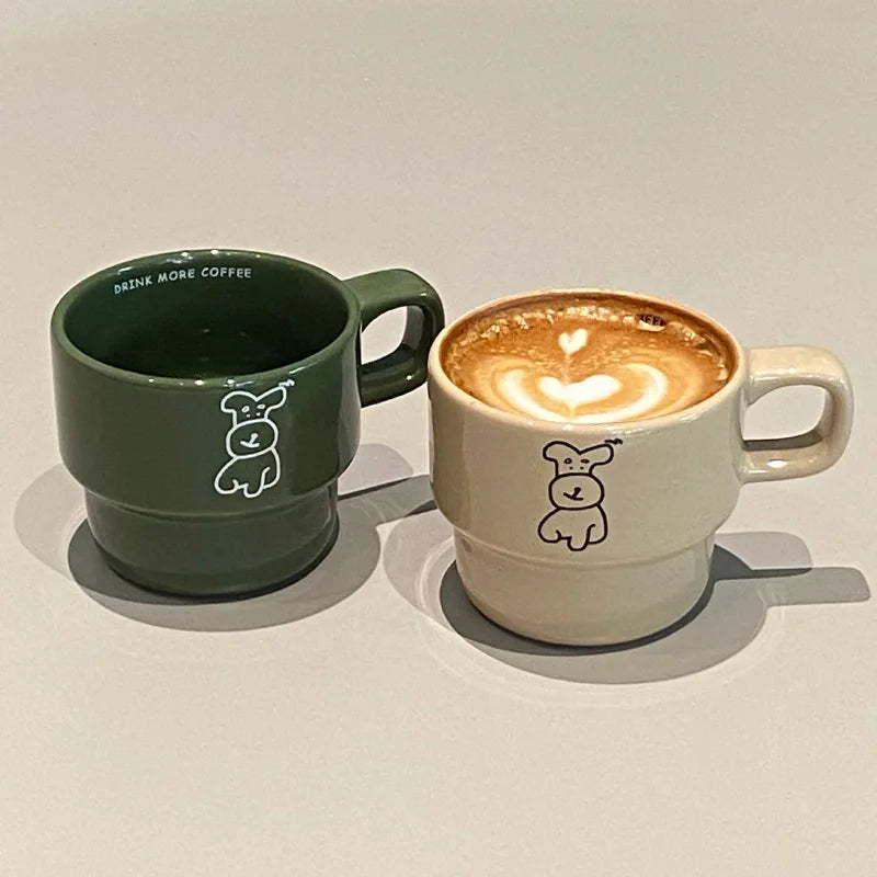 Cute Niche Cartoon Dog Coffee Cup Gentle Milk Coffee Fall And Winter Mug Ceramic Cup Couple Cup Gift Juice Cold Drinkware